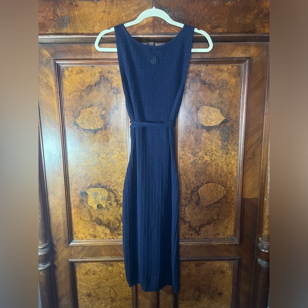 Euc Patou- Wrap Front Cable Knit Dress In Navy Blue. Size S — image 4 of 8